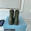 Prada Brushed leather and Re-Nylon lace-up Ankle boots 1T782M Military Green