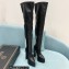 Versace Heel 15cm Platform 5.5cm Leather Knee-high boots Black 2022