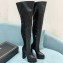 Versace Heel 15cm Platform 5.5cm Leather Knee-high boots Black 2022