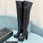 Versace Heel 15cm Platform 5.5cm Leather Knee-high boots Black 2022