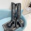 Versace Heel 15cm Platform 5.5cm Leather Knee-high boots Black 2022