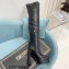 Versace Heel 15cm Platform 5.5cm Leather Knee-high boots Black 2022