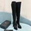 Versace Heel 15cm Platform 5.5cm Leather Knee-high boots Glitter Black 2022