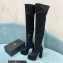 Versace Heel 15cm Platform 5.5cm Leather Knee-high boots Glitter Black 2022