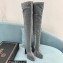 Versace Heel 15cm Platform 5.5cm Leather Knee-high boots Glitter Silver 2022