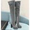 Versace Heel 15cm Platform 5.5cm Leather Knee-high boots Glitter Silver 2022