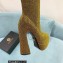 Versace Heel 15cm Platform 5.5cm Leather Knee-high boots Glitter Gold 2022