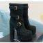 Saint Laurent Heel 14.5cm Platform 5.5cm Cherry Buckle-Trio Booties Suede Black 2022