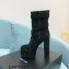 Saint Laurent Heel 14.5cm Platform 5.5cm Cherry Buckle-Trio Booties Suede Black 2022