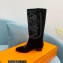 Hermes Folk 35 boots with embroidered details Calfskin Suede Black 2022