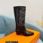 Hermes Folk 35 boots with embroidered details Calfskin Black 2022