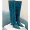 Amina Muaddi Heel 10.5cm Rain Leather boots python-print Blue 2022