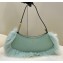 Fendi O’Lock Swing leather and fox fur Pouch Bag Mint Green