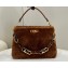 Fendi O’Lock Zipper Shoulder Bag Brown sheepskin