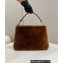 Fendi O’Lock Zipper Shoulder Bag Brown sheepskin