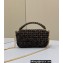Fendi Mini Baguette bag with Woven crocheted FF Jacquard Fabric in Brown