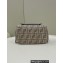 Fendi Medium Baguette Chain Midi FF tapestry fabric bag Gray
