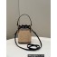Fendi Mon Tresor Mini bucket bag Beige and black straw