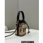 Fendi Mon Tresor Mini bucket bag Beige and black straw