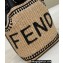 Fendi Mon Tresor Mini bucket bag Beige and black straw