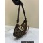 Fendi O’Lock Swing leather Pouch Bag FF tapestry fabric Brown