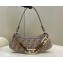 Fendi O’Lock Swing leather Pouch Bag FF tapestry fabric Beige