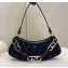 Fendi O’Lock Swing leather Pouch Bag FF tapestry fabric Blue