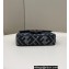 Fendi Mini Baguette houndstooth wool bag with FF embroidery Blue