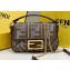 Fendi Mini Baguette houndstooth wool bag with FF embroidery Brown
