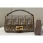 Fendi Medium Baguette houndstooth wool bag with FF embroidery Brown
