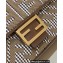 Fendi Medium Baguette houndstooth wool bag with FF embroidery Brown