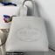 Prada perforated logo Medium leather tote Bag 1BG384 Gray 2022