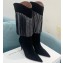 Amina Muaddi Heel 9.5cm Lily crystal Fringe Suede boots Black 2022