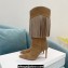 Amina Muaddi Heel 9.5cm Lily crystal Fringe Suede boots Brown 2022