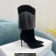 Amina Muaddi Heel 9.5cm Lily crystal Fringe Suede boots Black 2022