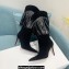 Amina Muaddi Heel 9.5cm Lily crystal Fringe Suede boots Black 2022