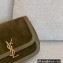 Saint Laurent solferino medium satchel bag in suede Leather 634305 Army Green