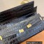 Saint Laurent manhattan clutch Bag in crocodile-embossed leather 695949 Black