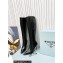 Prada Heel 8.5cm leather iconic triangle logo knee-high Boots Brushed Black