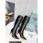 Prada Heel 8.5cm leather iconic triangle logo knee-high Boots Brushed Black