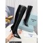 Prada Heel 8.5cm leather iconic triangle logo knee-high Boots Brushed Black