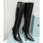 Prada Heel 8.5cm leather iconic triangle logo knee-high Boots Brushed Black