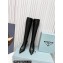 Prada Heel 8.5cm leather iconic triangle logo knee-high Boots Black