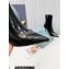 Prada Heel 8.5cm leather iconic triangle logo ankle Boots Brushed Black