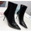 Prada Heel 8.5cm leather iconic triangle logo ankle Boots Patent Black