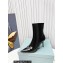 Prada Heel 8.5cm leather iconic triangle logo ankle Boots Patent Black