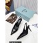 Prada Heel 8.5cm leather iconic triangle logo slingback pumps Black