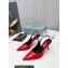 Prada Heel 8.5cm leather iconic triangle logo slingback pumps Brushed Red
