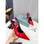 Prada Heel 8.5cm leather iconic triangle logo slingback pumps Brushed Red