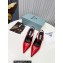 Prada Heel 8.5cm leather iconic triangle logo slingback pumps Brushed Red